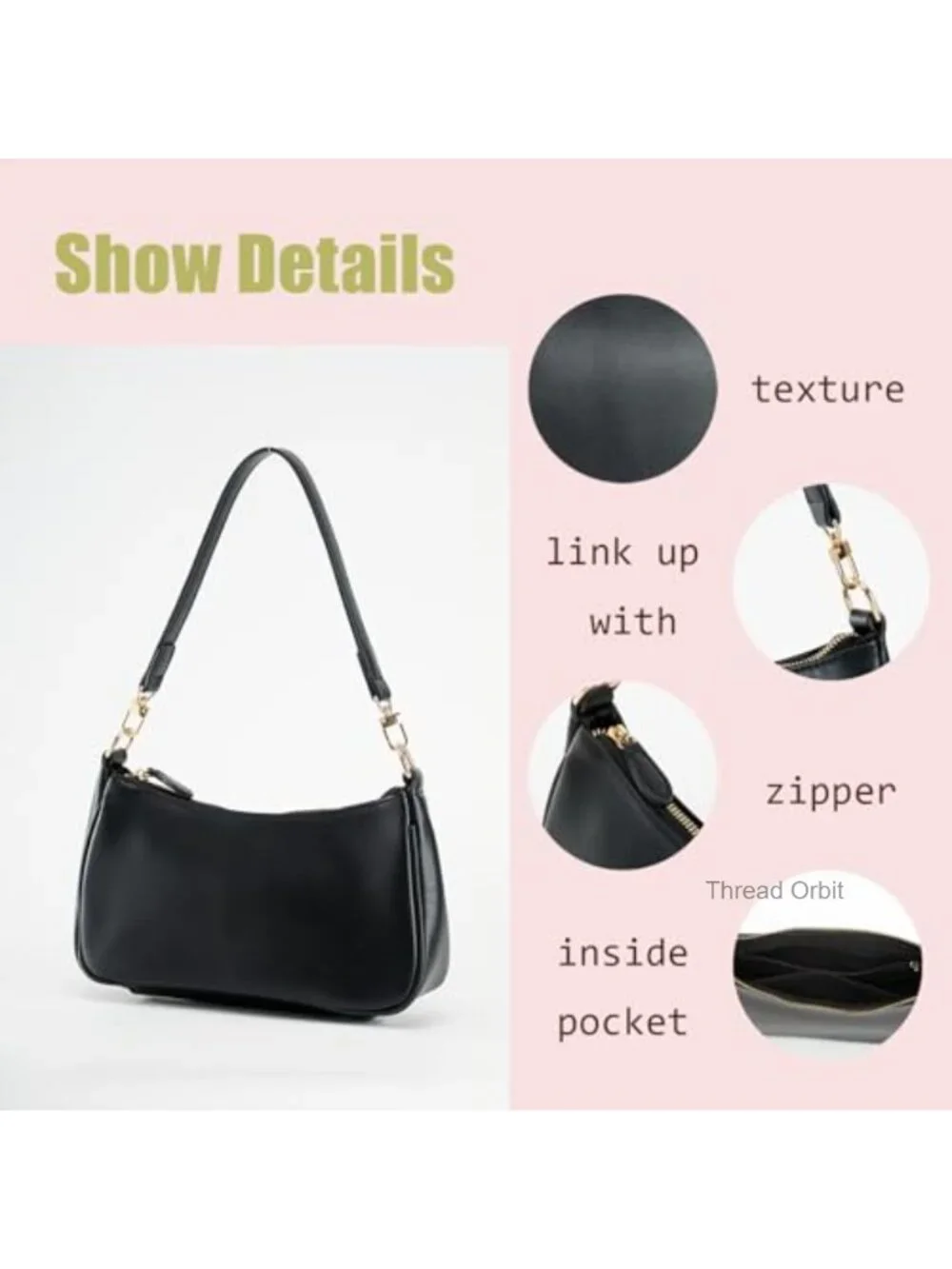 PU Leather Hobo Crossbody Bag with Detachable Straps